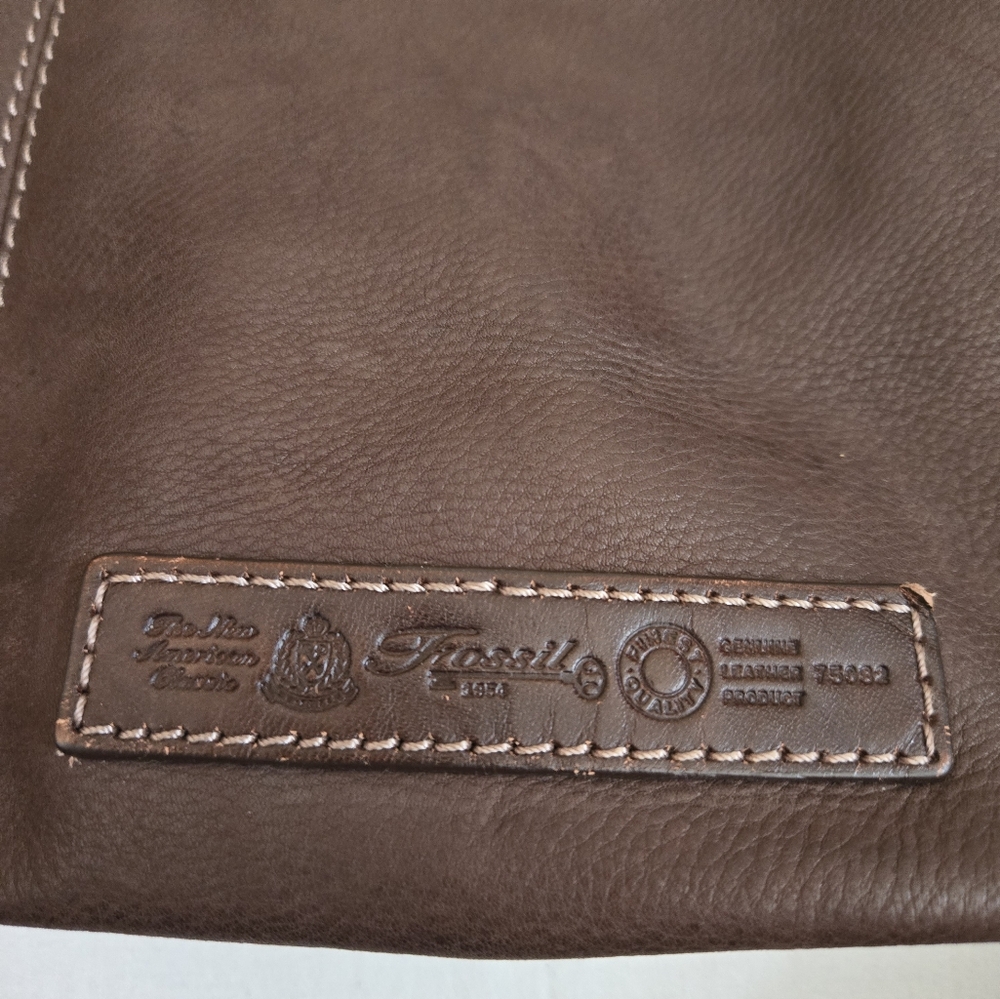 Fossil Brown Pebbled Leather Shoulder Bag Purse - Picture 7 of 11